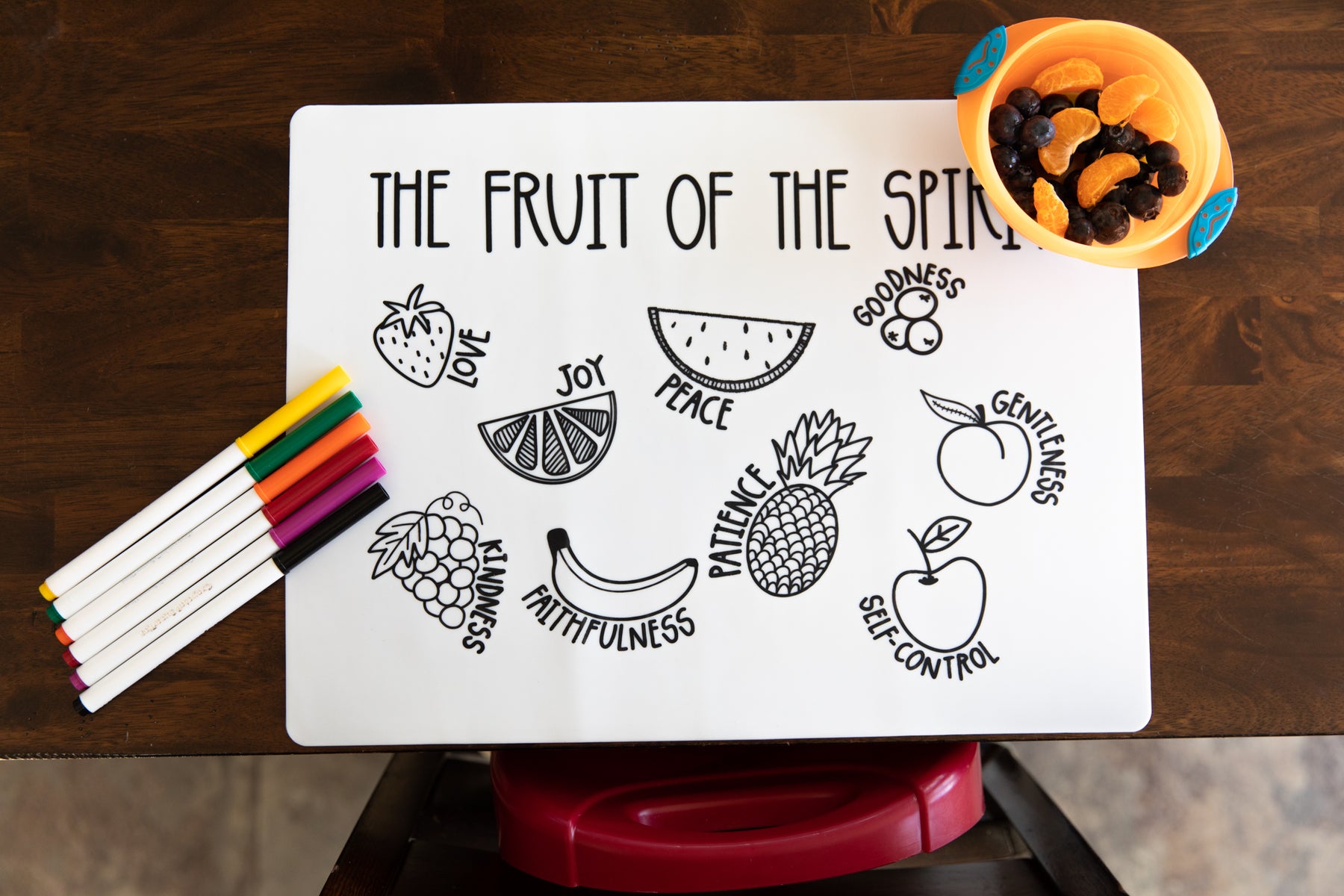 Fruit of the Spirit Coloring Mat – His Kids Company